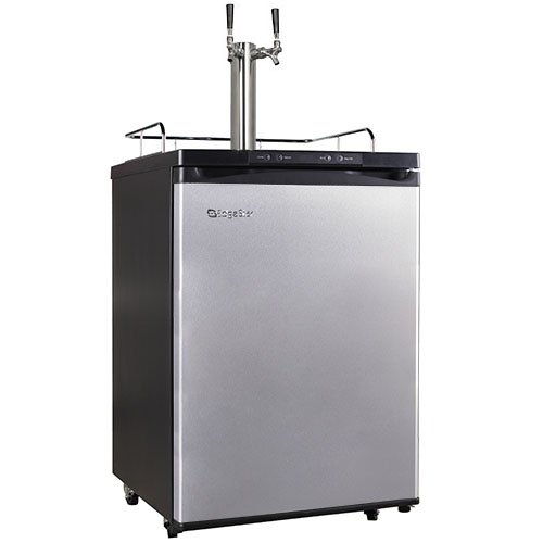 Black and Stainless Steel EdgeStar Full Size Dual Tap Kegerator with Digital Display 