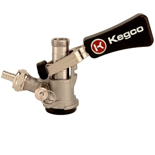 Stainless Steel Kegco KC KTS97D-W D System Keg Tap with Black Lever Click Handle