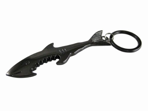 Silver Profusion Circle Key Fob Shark Design Keychain Fish Can Bottle Opener Key Chain Ring Birthday Gift
