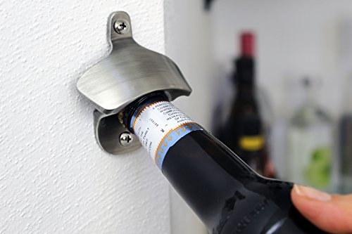 Stainless Steel Wall Mount Bar Wine Beer Soda Glass Cap Bottle Opener Tool LX 