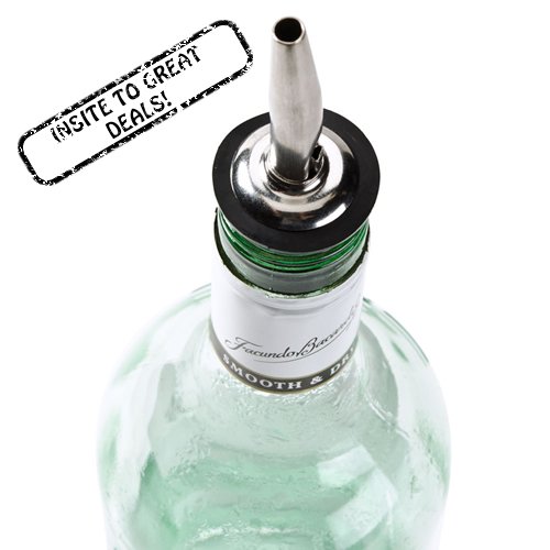 FOCCTS 4 Pcs Bottle Pourer Oil Pourer Stainless Steel Freeflow Pourer with 1 Cleaning Brush Spirit Pourer Drinks Pourer 