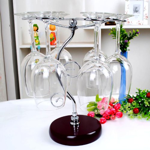 Hanging Glass Holder for 6 Wine Glasses with 6 Hooks gold Fablcrew Red Wine Glass Rack 