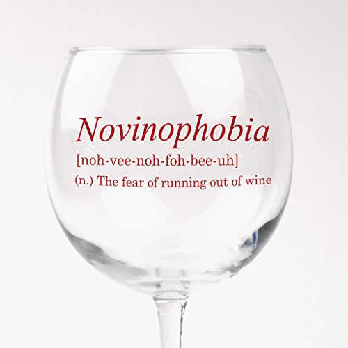 Funny Wine Glass - Novinophobia Fear of Running Out of Wine  Great  Bartender