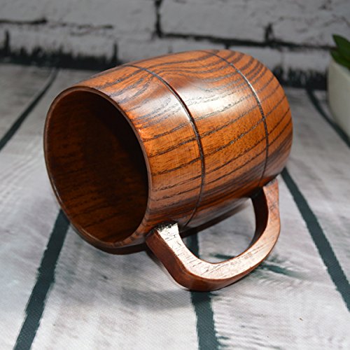 Brown Geeklife Camphorwood Handcraft Beer Mug 400ml Crafted Wooden Drinkware with Handle 