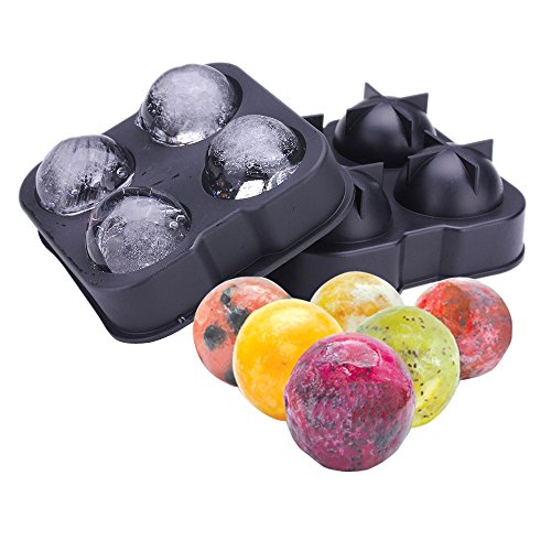 Ice Ball Maker Sphere Mold Great for Parties Whiskey and all Cold Beverages Premium Bar Acecsory Chuzy Chef Set of 2 Round Shapes Silicone Large Ice Cube Balls 2.5 inch 