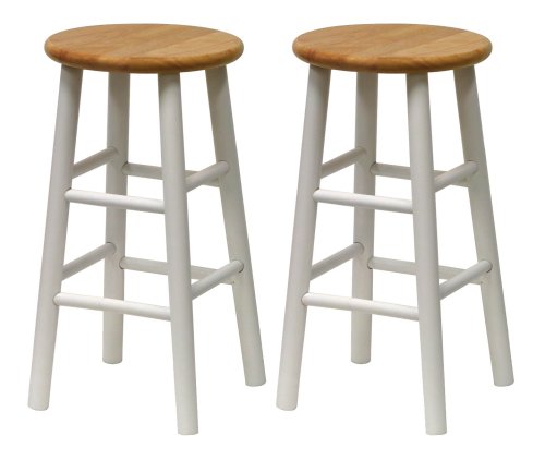 Winsome Wood S 2 Beveled Seat 24 Inch, 24 Inch White Wood Bar Stools