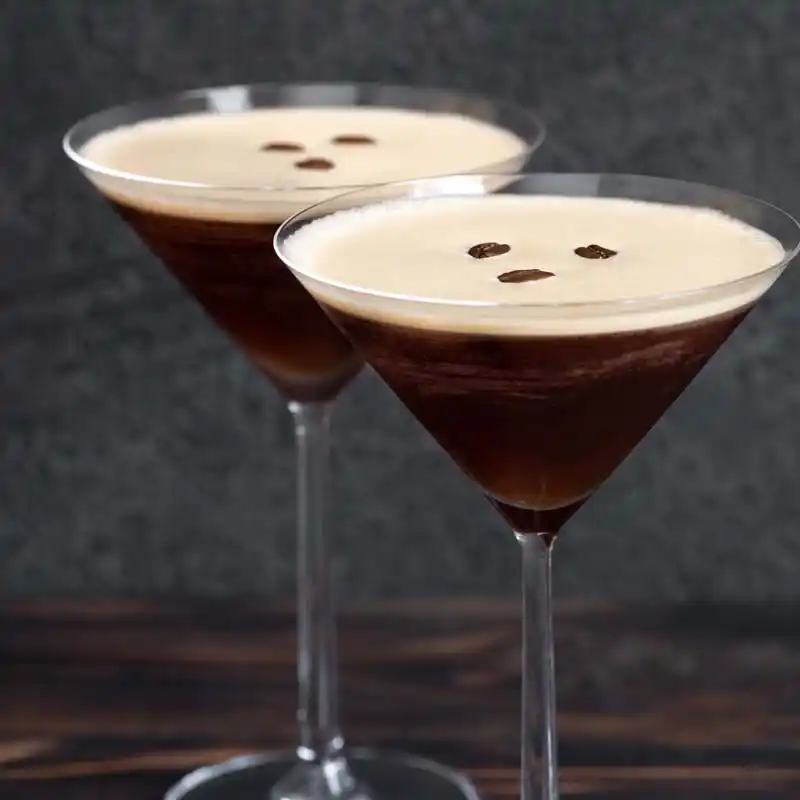 Coffee and espresso bean martini cocktail