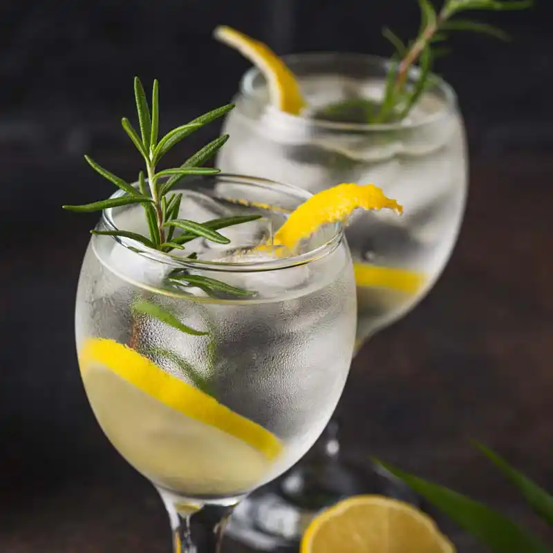 Gin cocktail with lime and rosemary